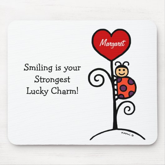 パーソナライズでかわいいてんとう虫のスケッチ マウスパッド (正面)