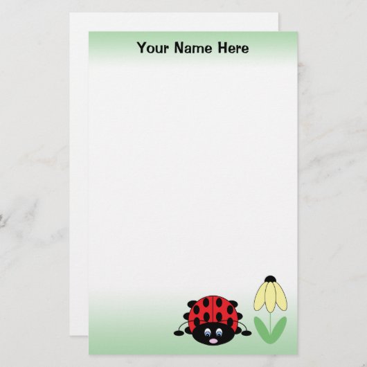 パーソナライズでかわいいてんとう虫の文房具 便箋 (正面/裏面)
