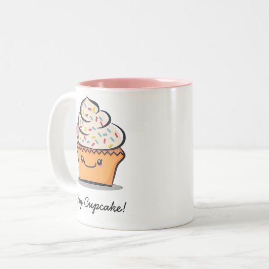 パーソナライズでかわいいカップケーキのマグ ツートーンマグカップ (正面左)