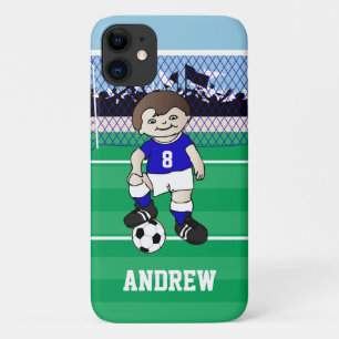 パーソナライズでかわいいサッカーの男の子 iPhone 11 ケース