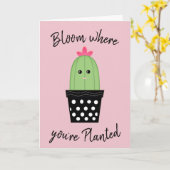 パーソナライズでかわいいサボテンの挨拶状 カード (黄色い花)