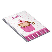 パーソナライズでかわいいピンクのカップケーキ猿のノート ノートブック (右側)