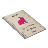 パーソナライズでかわいいピンクのバニーのリネン一見 ノートブック (右側)