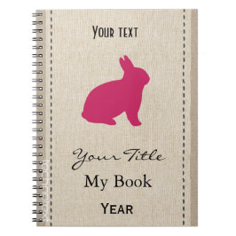 パーソナライズでかわいいピンクのバニーのリネン一見 ノートブック