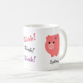 パーソナライズでかわいいブタのコップ コーヒーマグカップ (正面右)