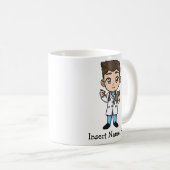 パーソナライズでかわいい医者、ブルネットの男性 コーヒーマグカップ (正面右)