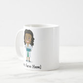 パーソナライズでかわいい医者、黒い/アフリカの女性の コーヒーマグカップ (正面左)