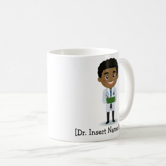 パーソナライズでかわいい医者、黒い/アフリカの男性の コーヒーマグカップ (正面右)