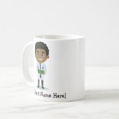 パーソナライズでかわいい医者、黒い/アフリカの男性の コーヒーマグカップ (正面左)