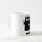 パーソナライズでかわいい天使の黒猫 コーヒーマグカップ (正面左)