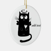 パーソナライズでかわいい天使の黒猫 セラミックオーナメント (右)