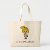 パーソナライズでかわいい女性のブロンドの医者トートバック ラージトートバッグ (正面)