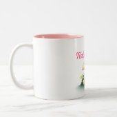 パーソナライズでかわいい子ヒツジのマグ-ピンク ツートーンマグカップ (左)