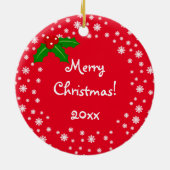 パーソナライズでかわいい柴犬の子犬のクリスマス セラミックオーナメント (裏面)