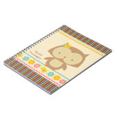 パーソナライズでかわいい熱帯フクロウの女の子のノート ノートブック (左側)