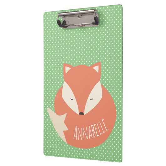パーソナライズでかわいい睡眠のキツネ クリップボード (左)