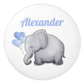 パーソナライズでかわいい象の男の赤ちゃんの子供部屋 セラミックノブ (正面)