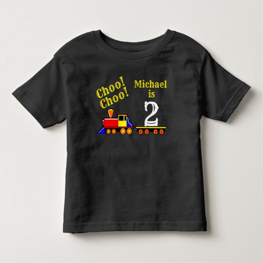 パーソナライズでかわいいChoo Chooの誕生日の列車 トドラーTシャツ (正面)