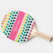 パーソナライズでかわいくカラフルな水玉模様 卓球ラケット (横)