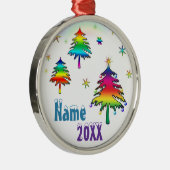 パーソナライズでかわいくカラフルな虹の木のオーナメント メタルオーナメント (右)