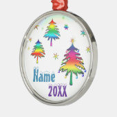パーソナライズでかわいくカラフルな虹の木のオーナメント メタルオーナメント (左)