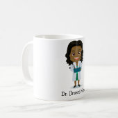 パーソナライズでかわいく黒い/アフリカのメスの医者 コーヒーマグカップ (正面左)