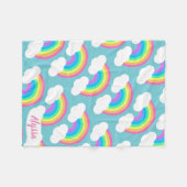 パーソナライズでかわいらしいパステル調の虹のギフト フリースブランケット (正面(横))