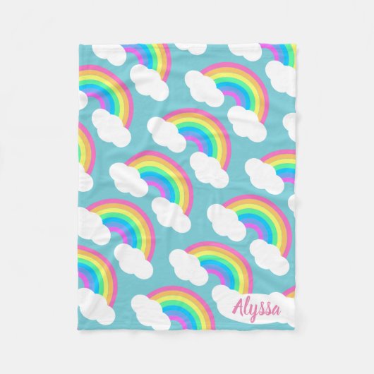 パーソナライズでかわいらしいパステル調の虹のギフト フリースブランケット (正面)