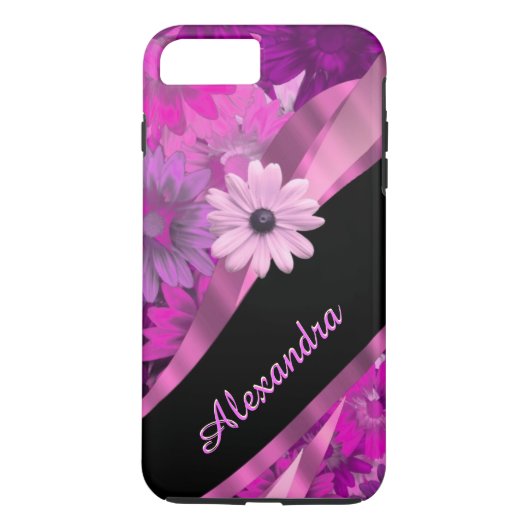 パーソナライズでかわいらしいピンクの花パターン Case-Mate iPhoneケース (裏面)