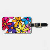 パーソナライズでかわいらしくカラフルでモダンなデイジーの花 ラゲッジタグ (正面横)
