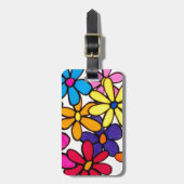 パーソナライズでかわいらしくカラフルでモダンなデイジーの花 ラゲッジタグ (正面縦)
