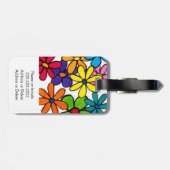 パーソナライズでかわいらしくカラフルでモダンなデイジーの花 ラゲッジタグ (裏面横)