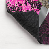 パーソナライズでかわいらしくガーリーなピンクのダマスク織パターン マウスパッド (コーナー)