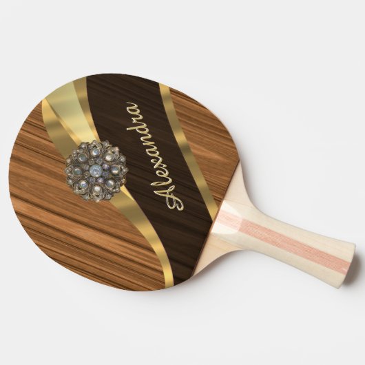 パーソナライズでかわいらしくフェイクなマツ木穀物 卓球ラケット (横)