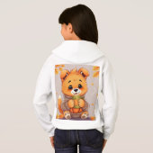 パーソナライズできるかぼちゃ猫と犬の女の子のパーカー (裏面フル)