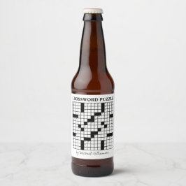 パーソナライズできるブラックホワイトクロスワードパズル おもしろグッズ ビールラベル