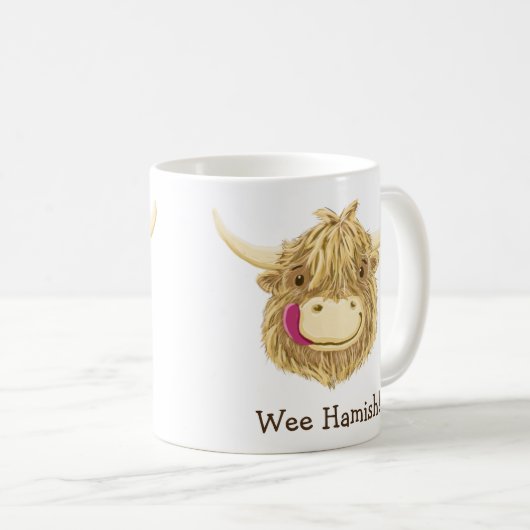 パーソナライズでちっぽけなHamish コーヒーマグカップ (正面右)
