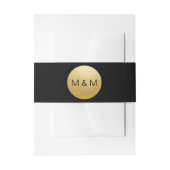 パーソナライズでエレガントでカスタムな黒及び金ゴールドの結婚 招待状ベリーバンド (正面例)