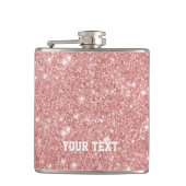 パーソナライズでエレガントでシックでフェイクなグリッターのばら色の金ゴールド フラスク (正面)
