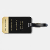 パーソナライズでエレガントで黒い金ゴールドのモノグラムの手紙A ラゲッジタグ (裏面横)