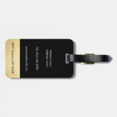 パーソナライズでエレガントで黒い金ゴールドのモノグラムの手紙M ラゲッジタグ (裏面横)