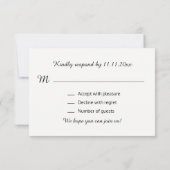 パーソナライズでエレガントで黒い金ゴールドRSVPの結婚式 出欠カード (裏面)
