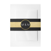 パーソナライズでエレガントで黒くフェイクな金ゴールドホイルの結婚式 招待状ベリーバンド (正面例)