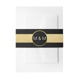 パーソナライズでエレガントで黒くフェイクな金ゴールドホイルの結婚式 招待状ベリーバンド