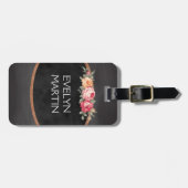 パーソナライズでエレガントなヴィンテージのバラの黒板 ラゲッジタグ (正面横)