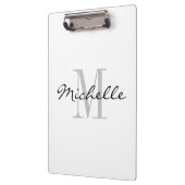 パーソナライズでエレガントな白黒一流のモノグラム クリップボード (左)