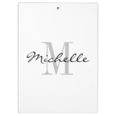パーソナライズでエレガントな白黒一流のモノグラム クリップボード (裏面)