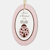 パーソナライズでカスタムなオーナメントのピンクのてんとう虫 セラミックオーナメント (左)