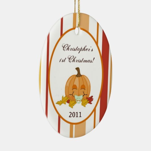 パーソナライズでカスタムなオーナメントの秋の秋のカボチャ セラミックオーナメント (右)