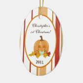 パーソナライズでカスタムなオーナメントの秋の秋のカボチャ セラミックオーナメント (左)